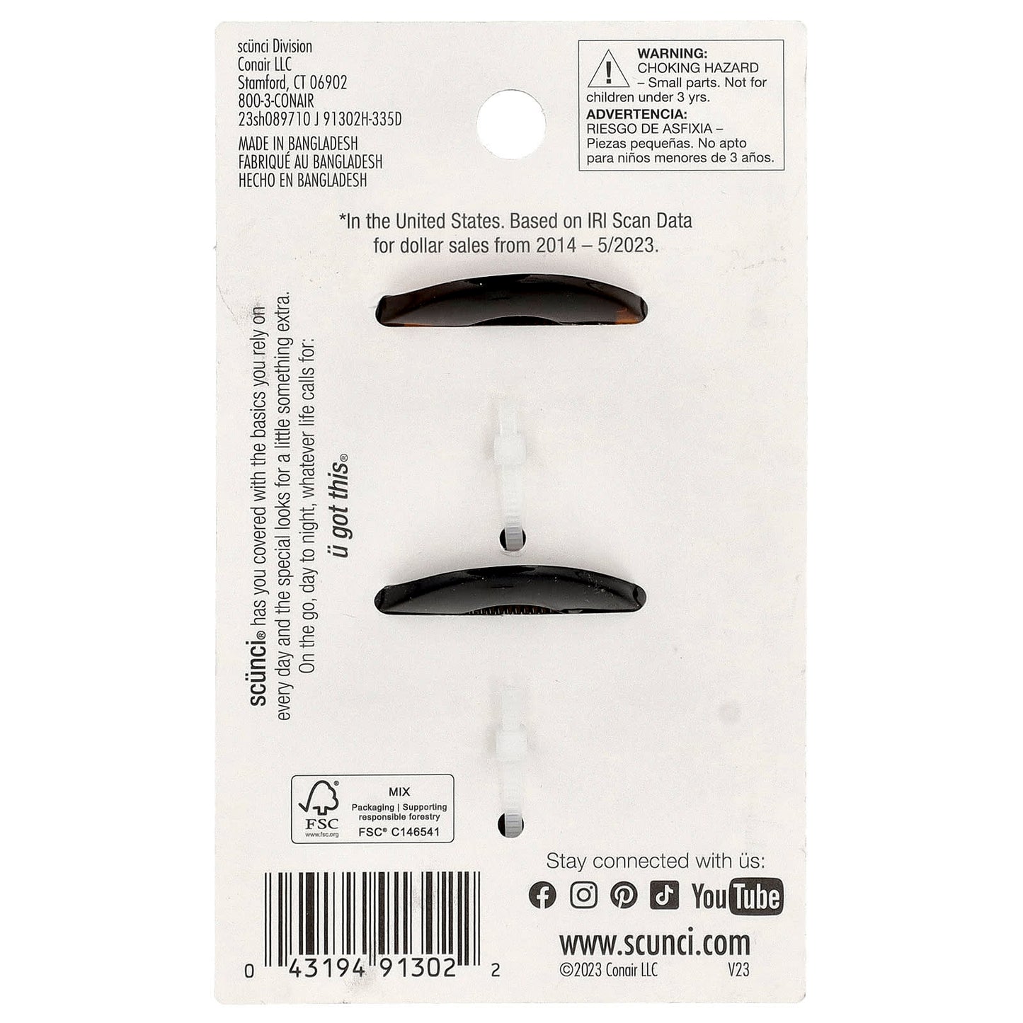 Scunci, Claw Clips, 2 Pieces - Image 2