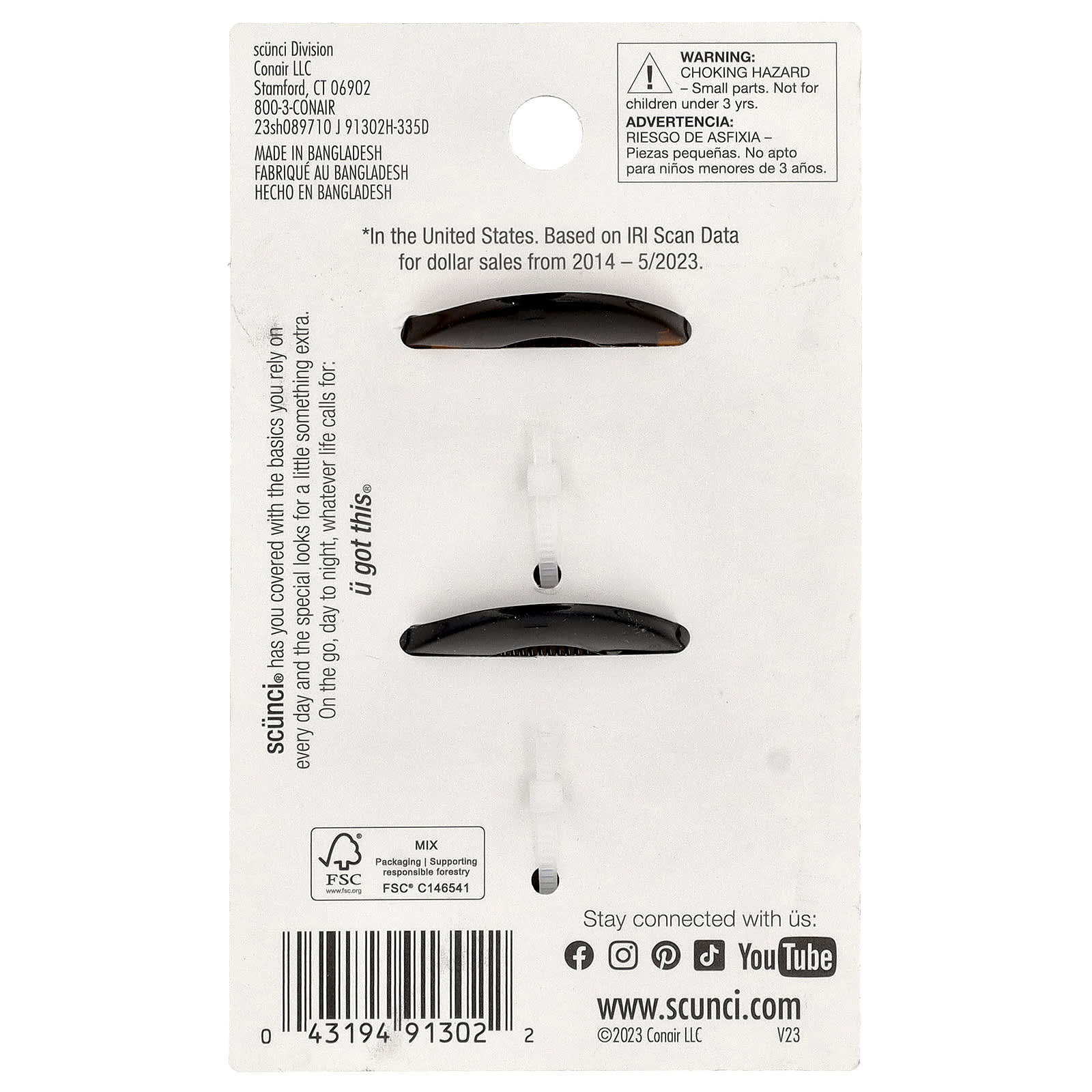 Scunci, Claw Clips, 2 Pieces - Image 2