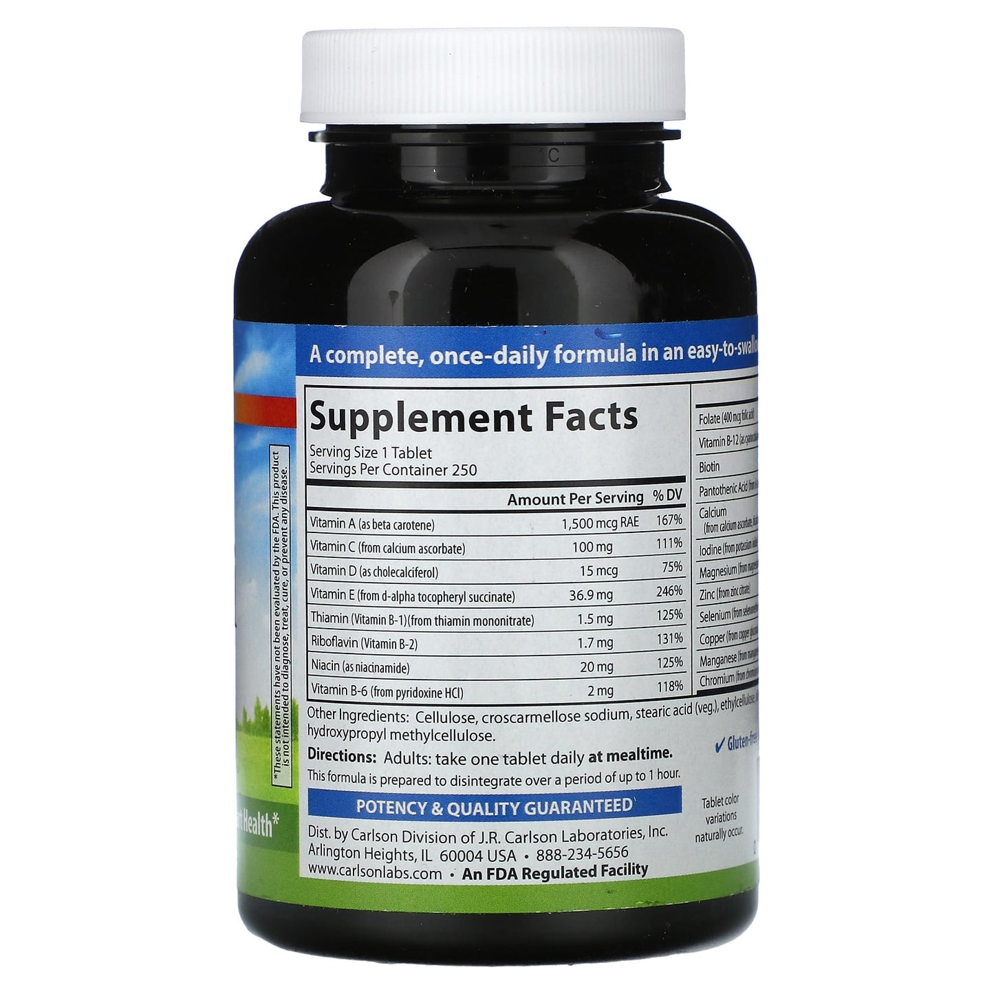 Carlson Mini Multi Vitamins & Minerals, 250 Tablets, Gluten Free, Iron-Free - Image 2