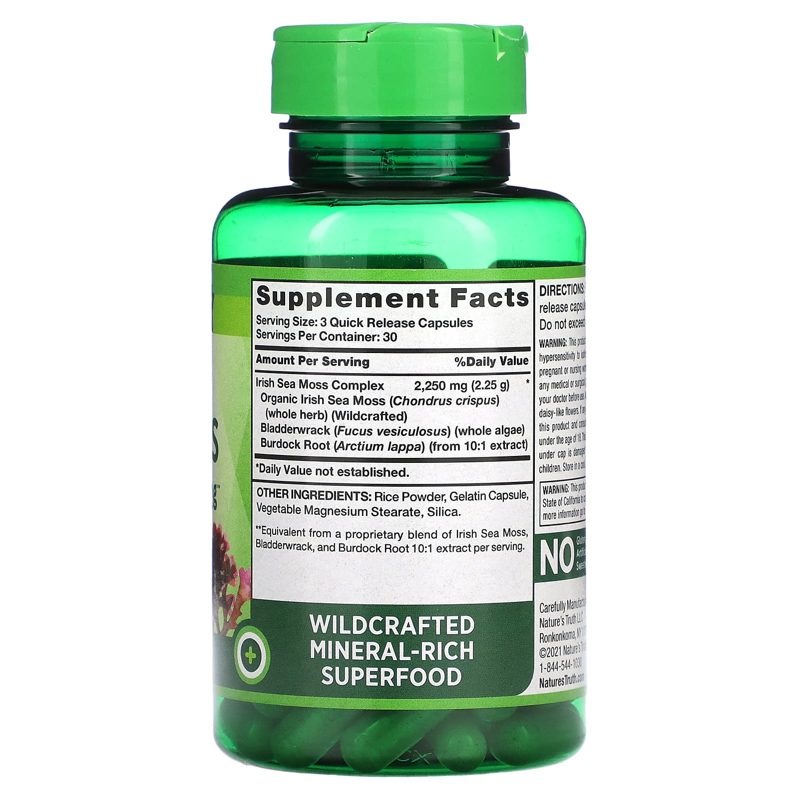 Nature's Truth, Irish Sea Moss Complex with Bladderwrack & Burdock Root, 90 Quick Release Capsules - Image 2