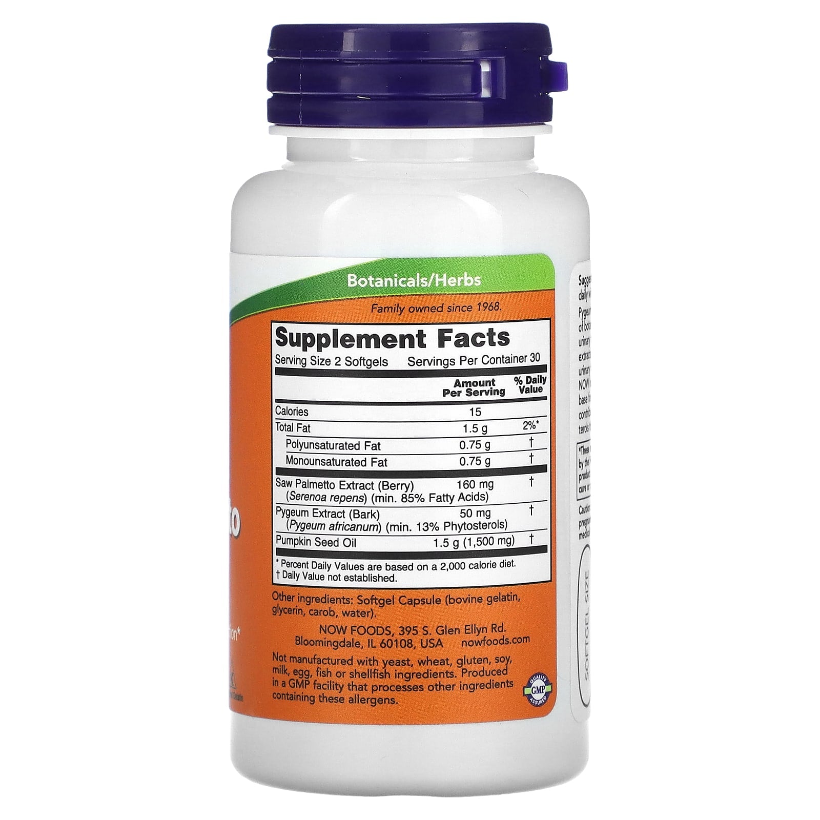 NOW Foods, Pygeum & Saw Palmetto, 60 Softgels - Image 2