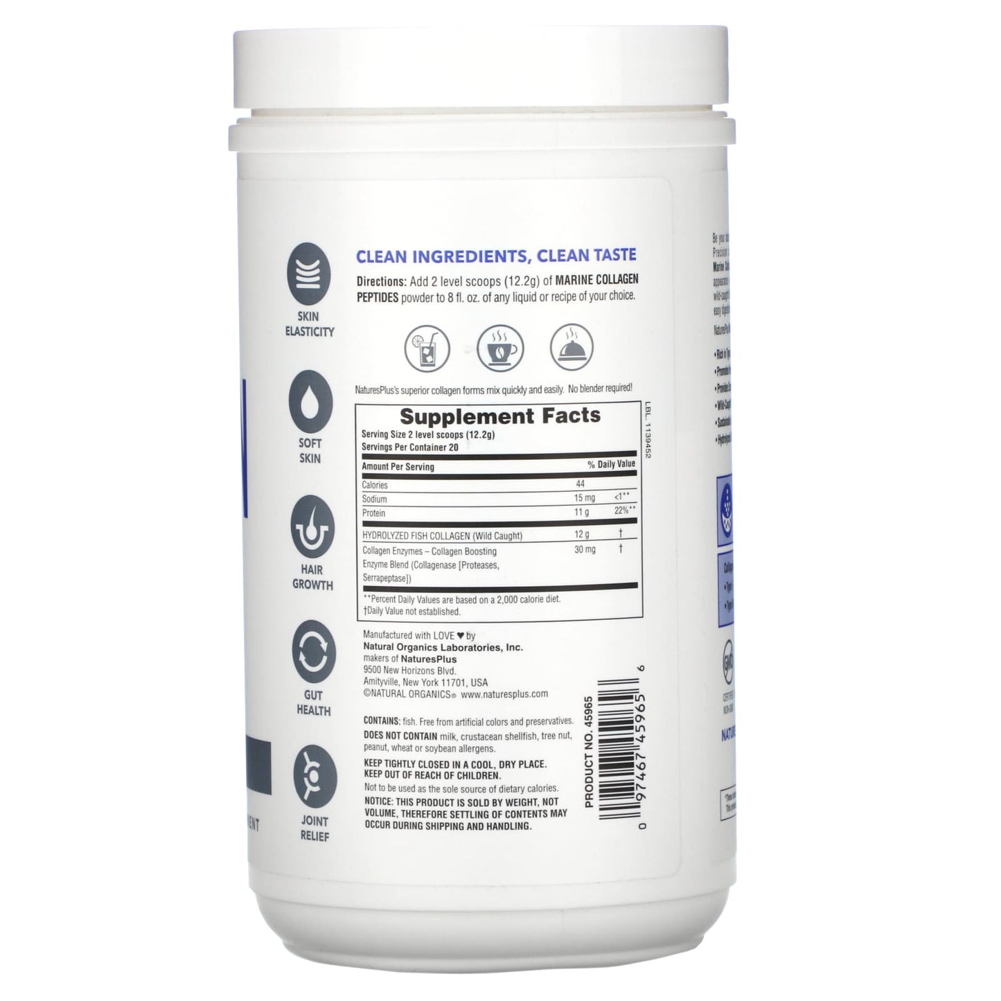 NaturesPlus, Marine Collagen Peptides, 0.53 lb (244 g) - Image 2
