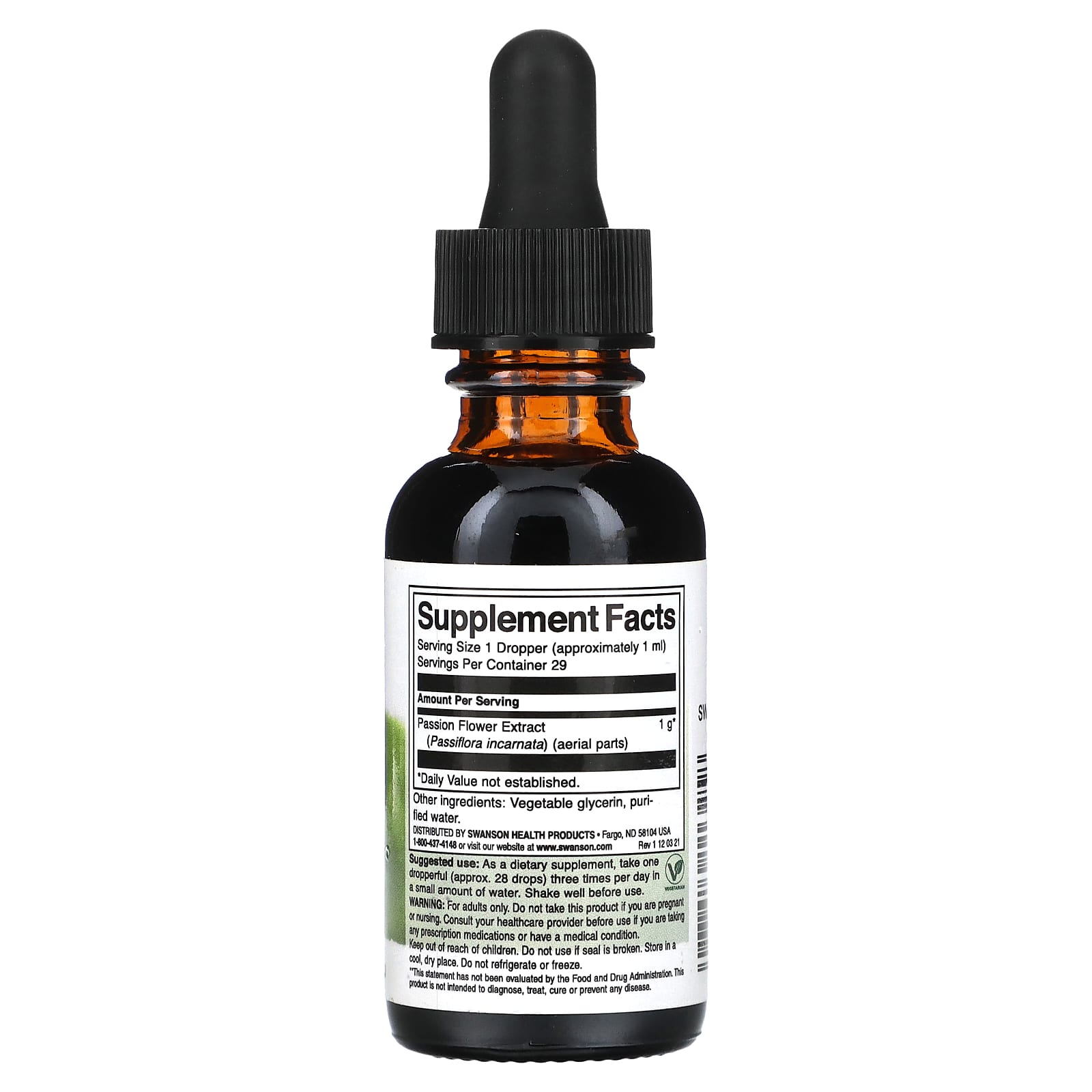 Swanson, Passion Flower Liquid Extract, Alcohol & Sugar Free, 1 fl oz (29.6 ml) (1,000 mg per Serving)