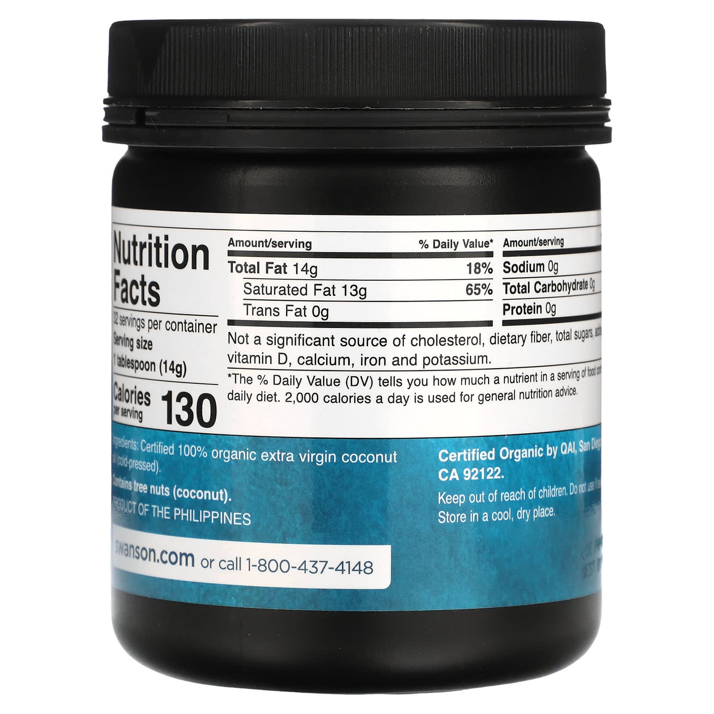 Swanson, Extra Virgin Coconut Oil, Cold Pressed, 1 lbs (454 g) - Image 2