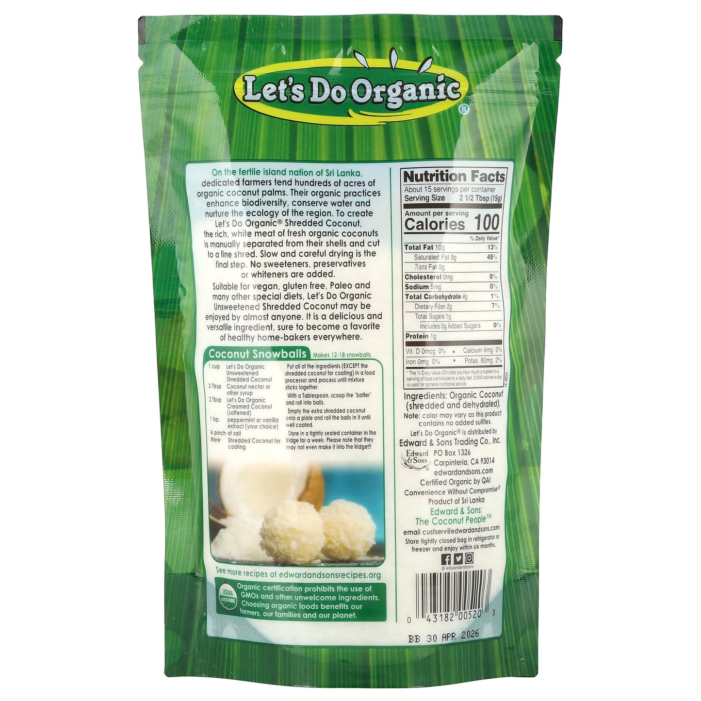 Organic Unsweetened Shredded Coconut by Edward & Sons - 100% USDA Organic - Image 2