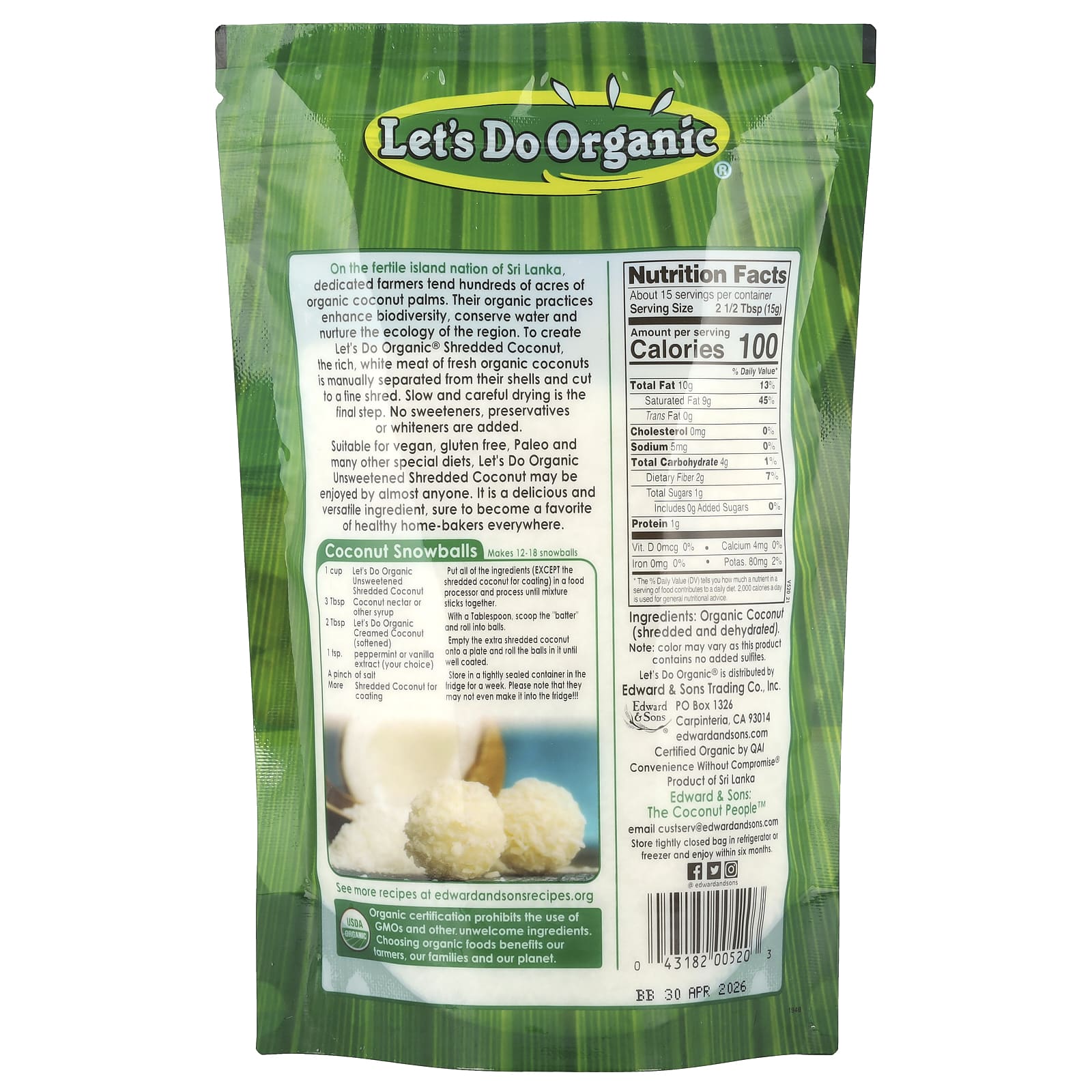 Organic Unsweetened Shredded Coconut by Edward & Sons - 100% USDA Organic - Image 2