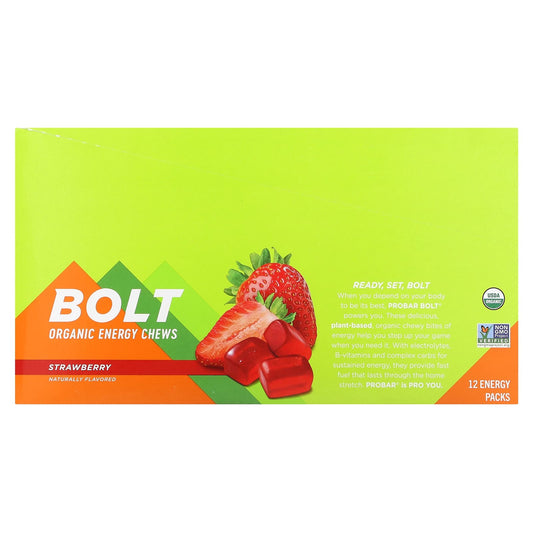 ProBar, Bolt, Organic Energy Chews, Strawberry, 12 Packs, 2.1 oz (60 g) Each - Image 1