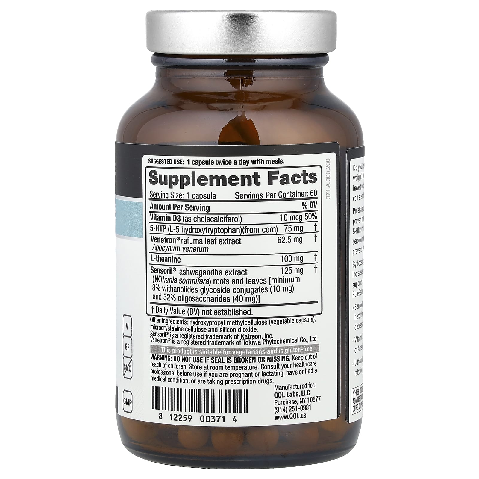 Quality of Life, PureBalance™ Serotonin, 60 Capsules - Image 2
