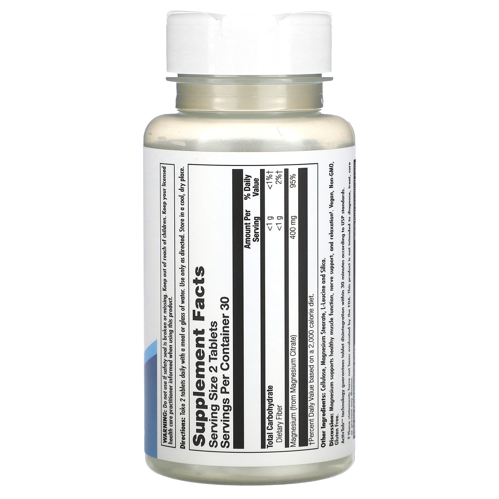 Magnesium Citrate 400mg, 60 Vegan Tablets by KAL - Image 2