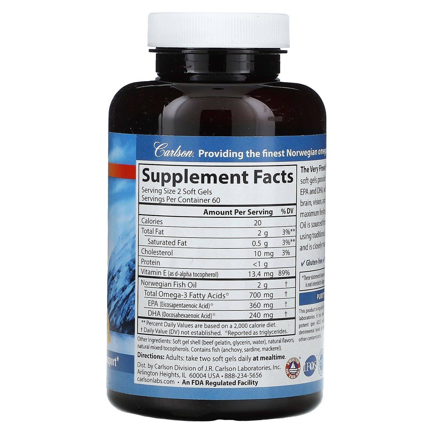 Carlson Norwegian Omega-3 Fish Oil Soft Gels with Lemon Flavor - Image 2