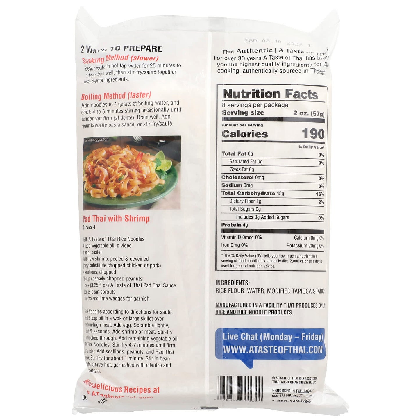 A Taste of Thai Gluten-Free Rice Noodles, 16 oz - Image 2