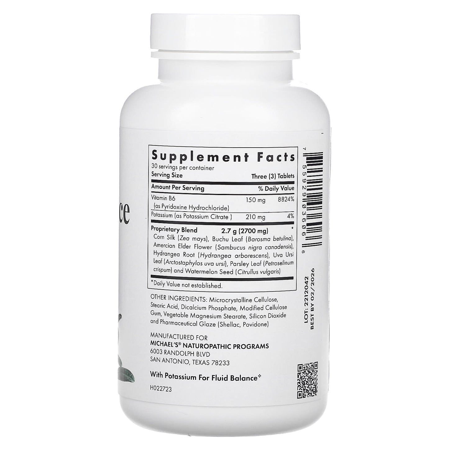 Michael's Health, Water Balance Factors, 90 Vegetarian Tablets - Image 2