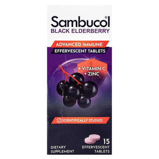 Sambucol, Black Elderberry, Effervescent Tablets + Vitamin C & Zinc, Age 4+, 15 Effervescent Tablets - Image 1