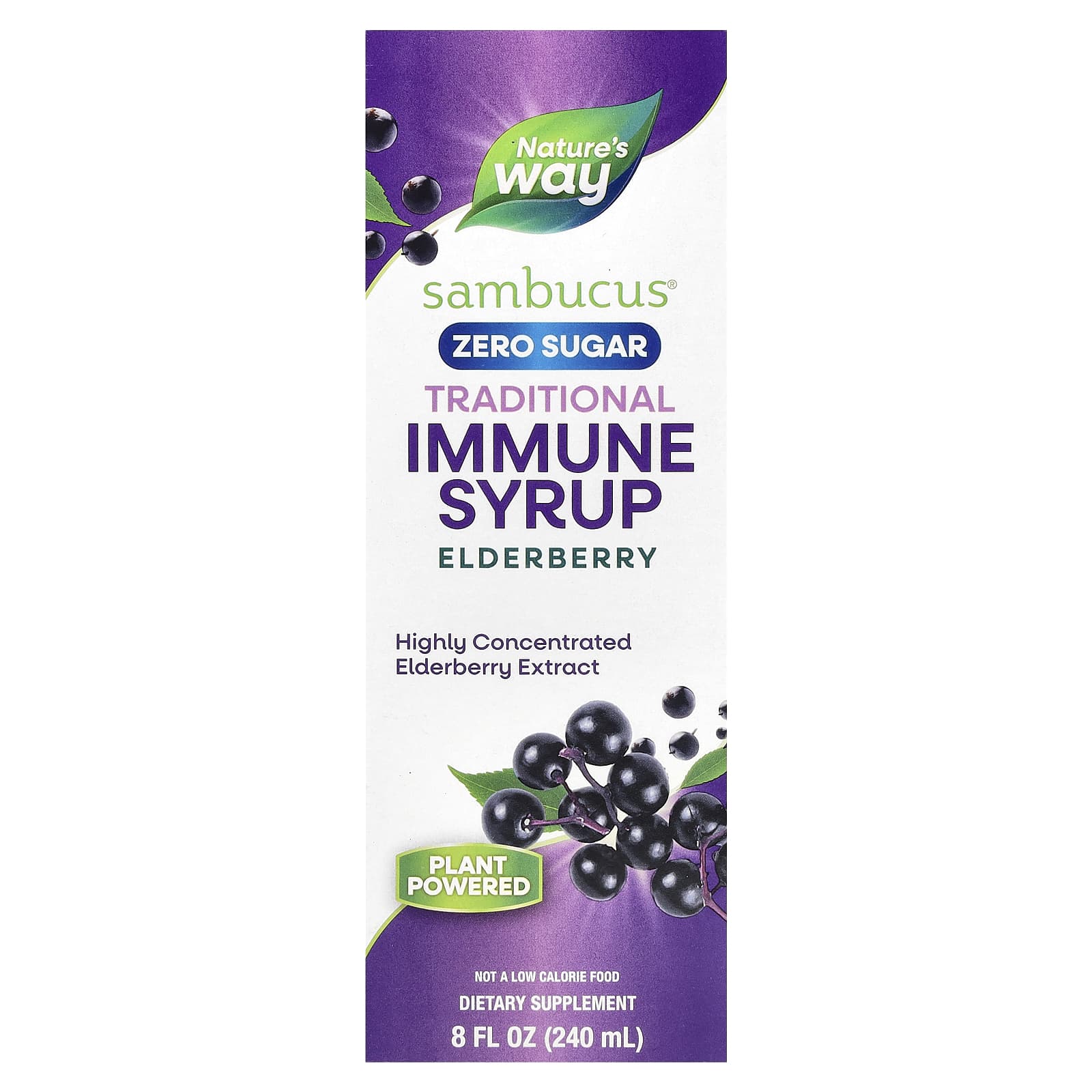 Nature's Way, Sambucus®, Traditional Immune Syrup, Zero Sugar, Elderberry, 50 mg, 8 fl oz (240 ml) - Image 1