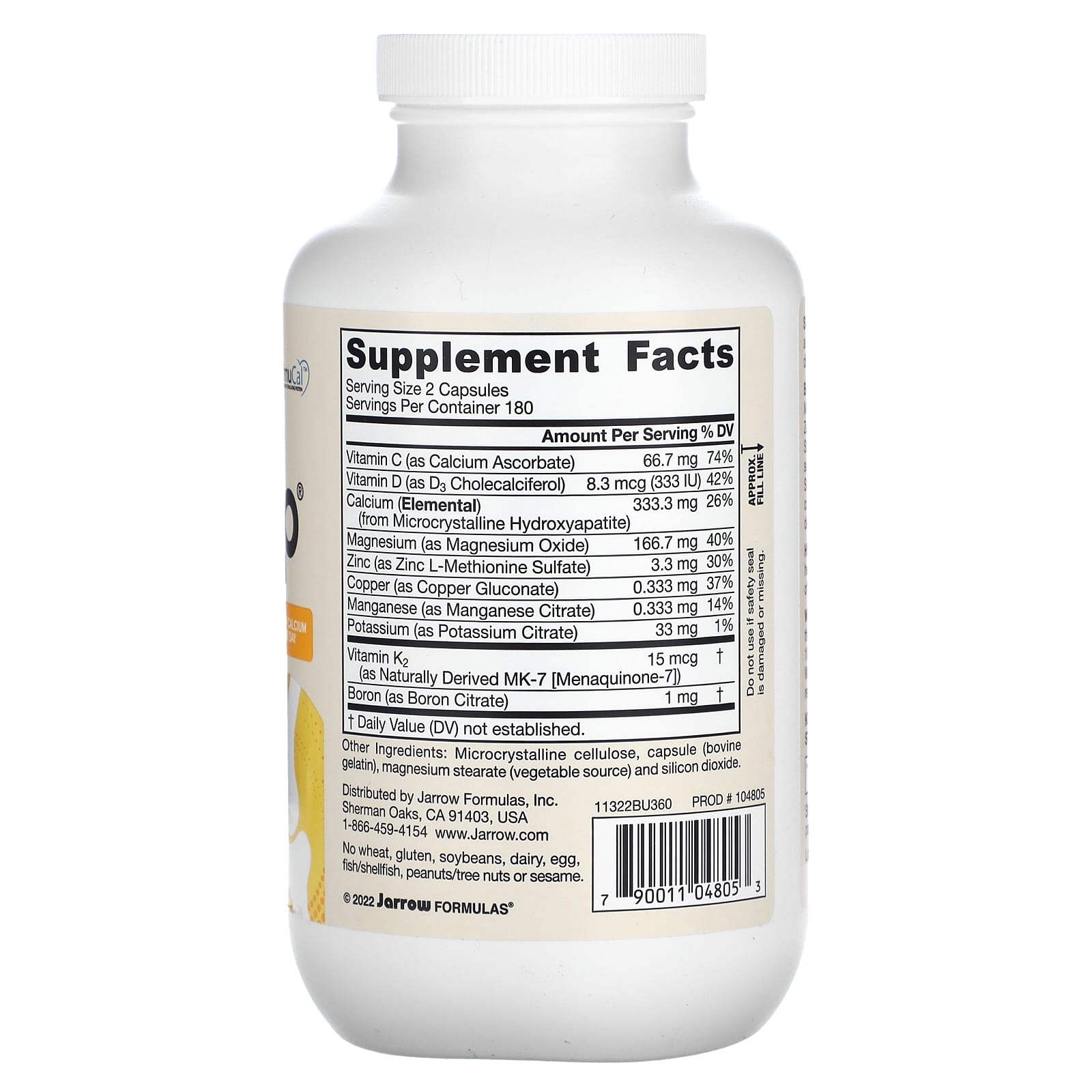 Jarrow Formulas Bone-Up 1000mg Calcium Supplement, 360 Capsules for Bone Density - Image 2