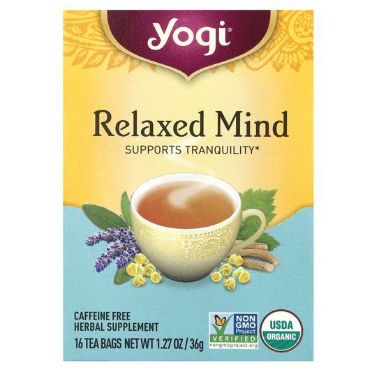 Yogi Tea, Relaxed Mind, Caffeine Free, 16 Tea Bags, 1.27 oz (36 g) - Image 1