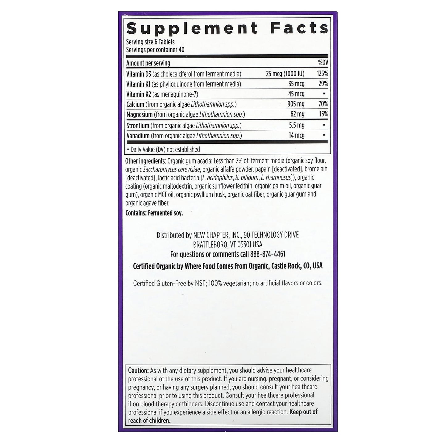 New Chapter, Plant Calcium, Bone Strength, Take Care, 240 Vegetarian Tiny Tablets - Image 2