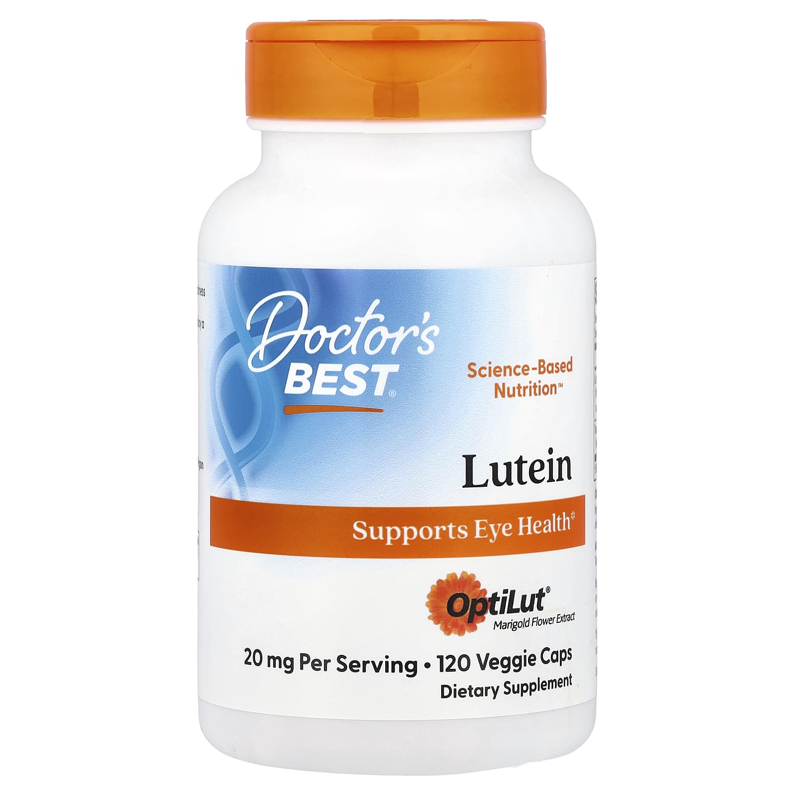 Lutein Eye Health Support Supplement by Doctor's Best - 120 Veggie Caps - Image 1