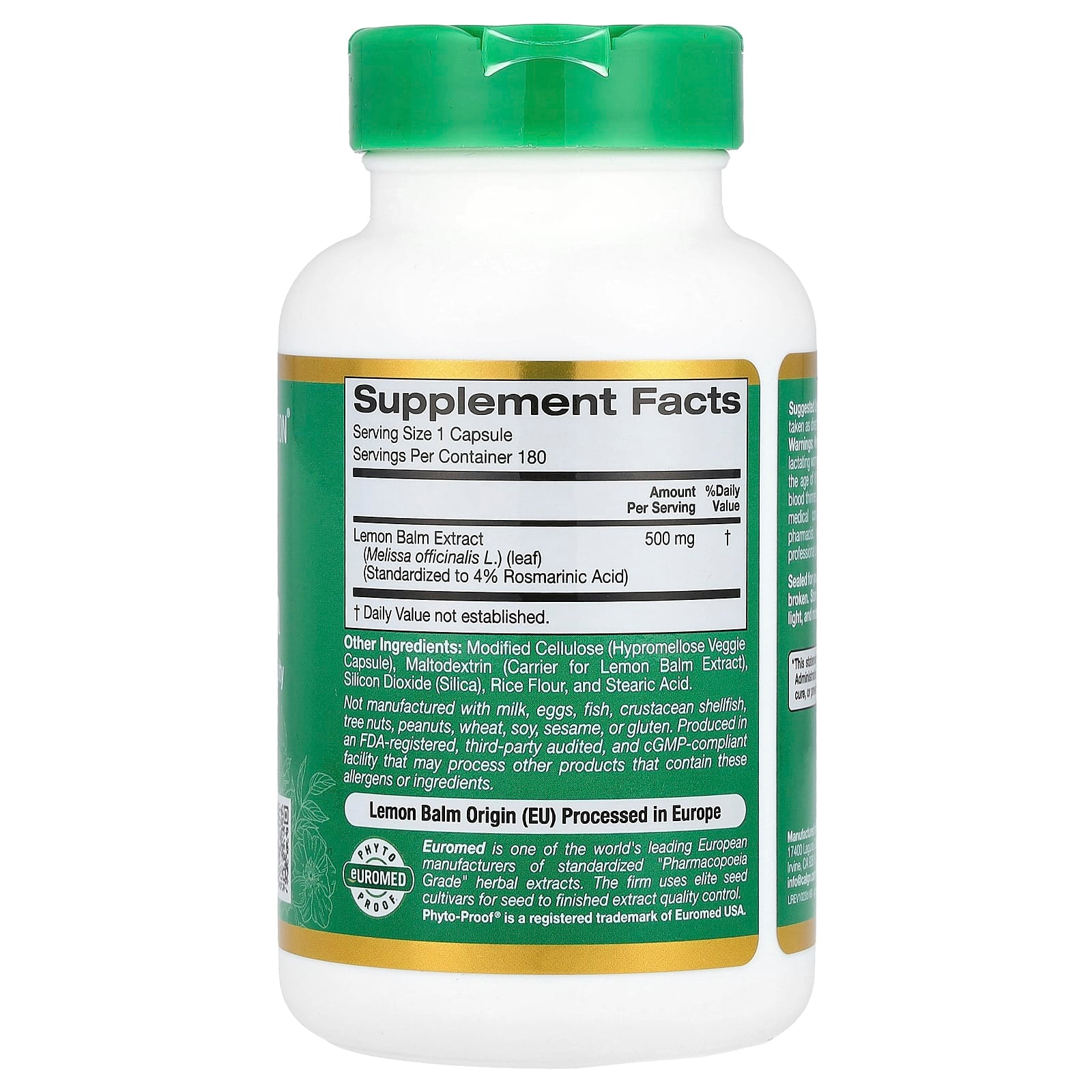 Lemon Balm Extract by California Gold Nutrition - Relaxation & Sleep Aid - Image 2