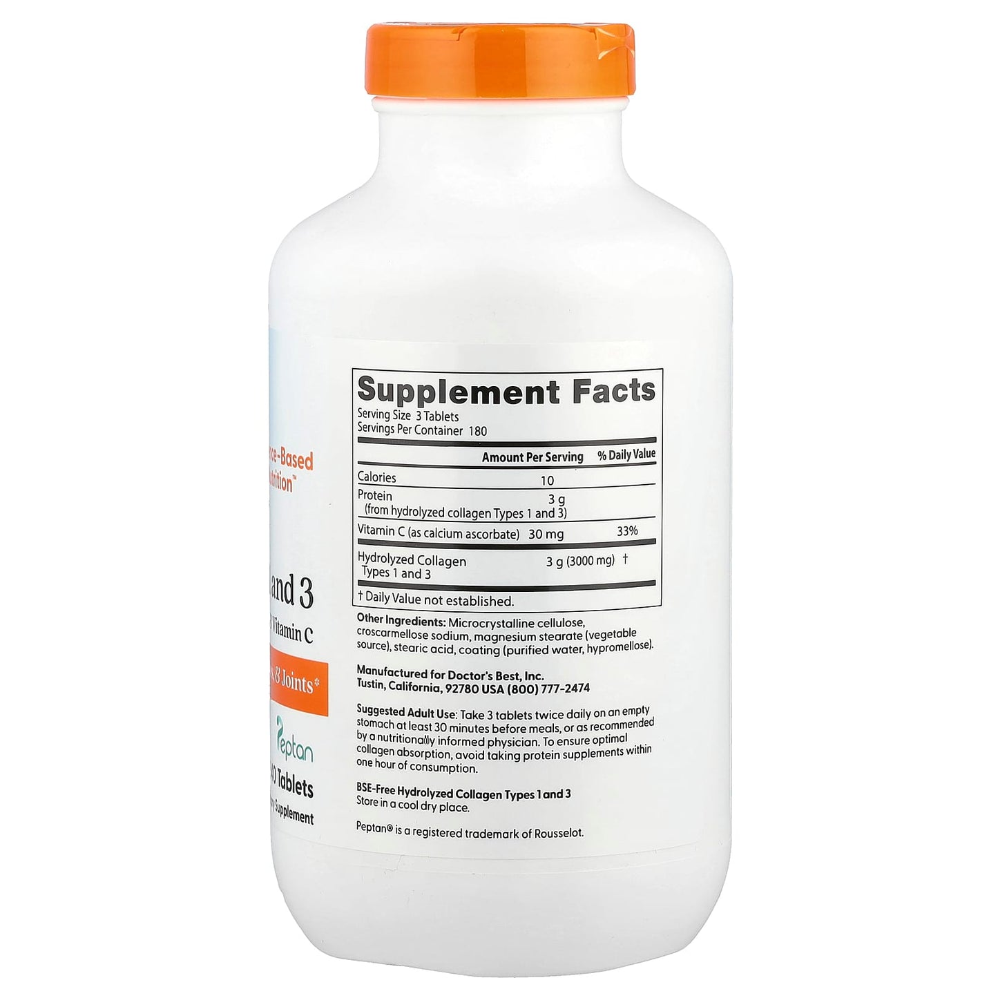 Doctor's Best Collagen Types 1 &amp; 3 with Vitamin C - 540 Tablets - Image 2