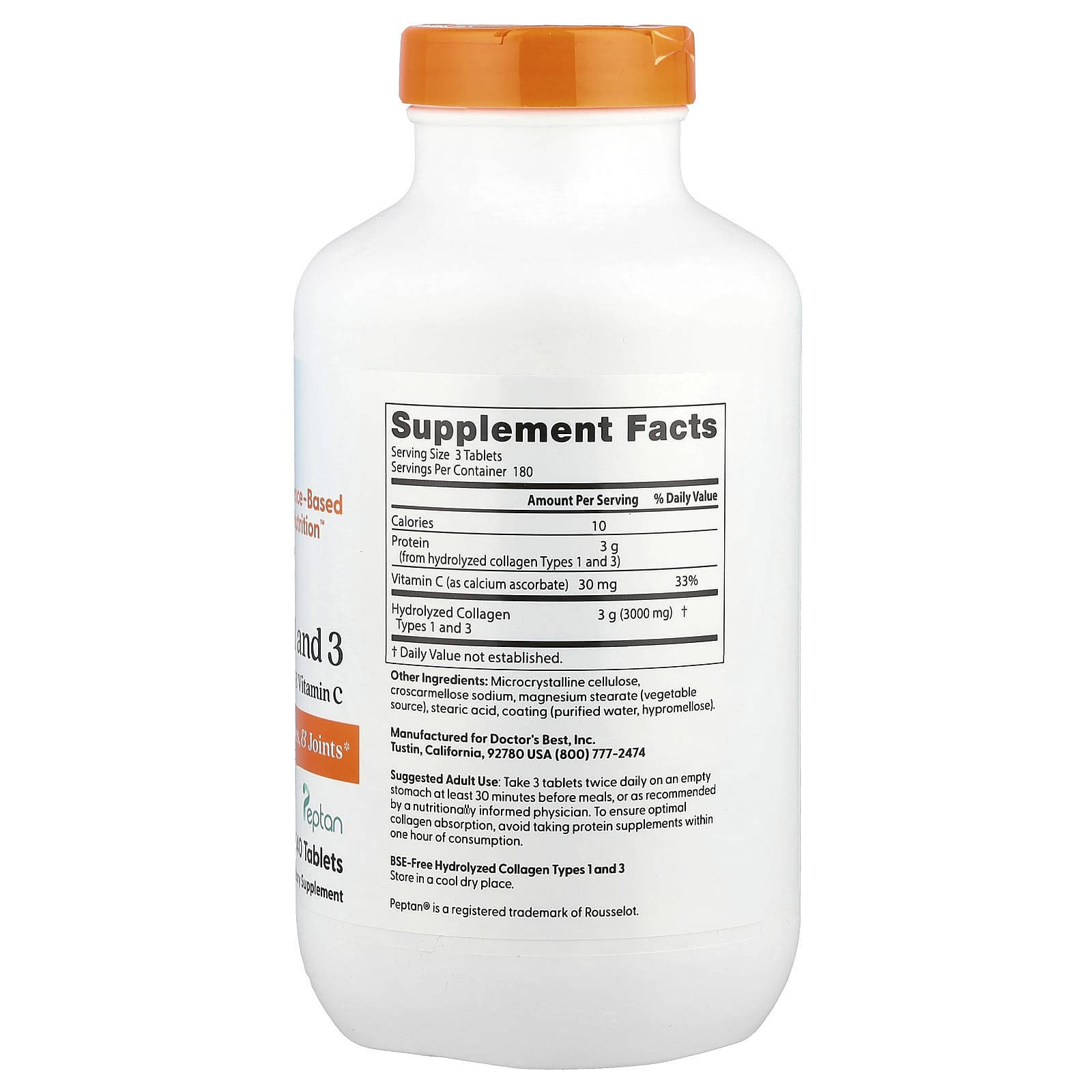 Doctor's Best Collagen Types 1 &amp; 3 with Vitamin C - 540 Tablets - Image 2