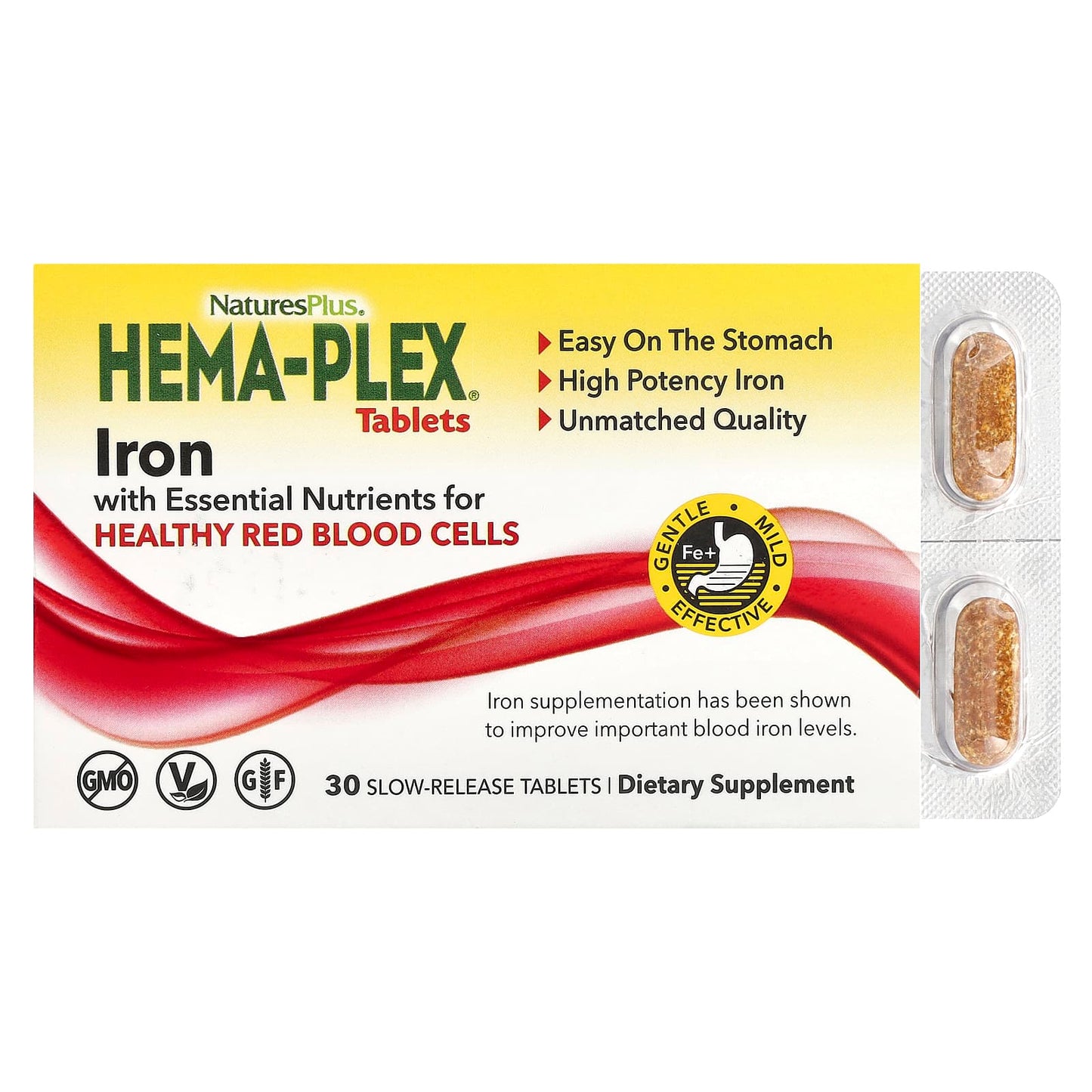 NaturesPlus, Hema-Plex, Iron, 30 Slow-Release Tablets - Image 1