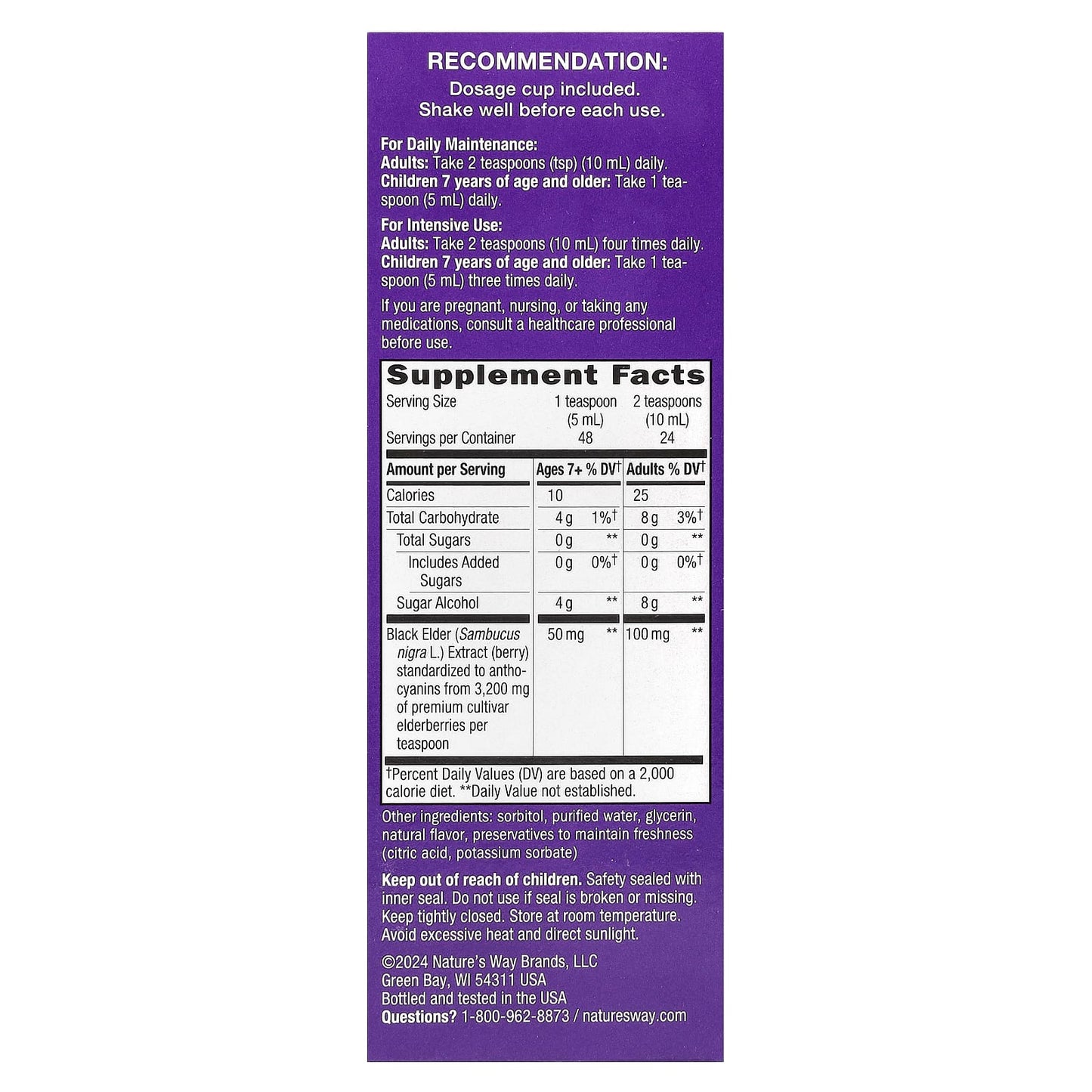 Nature's Way, Sambucus®, Traditional Immune Syrup, Zero Sugar, Elderberry, 50 mg, 8 fl oz (240 ml) - Image 2