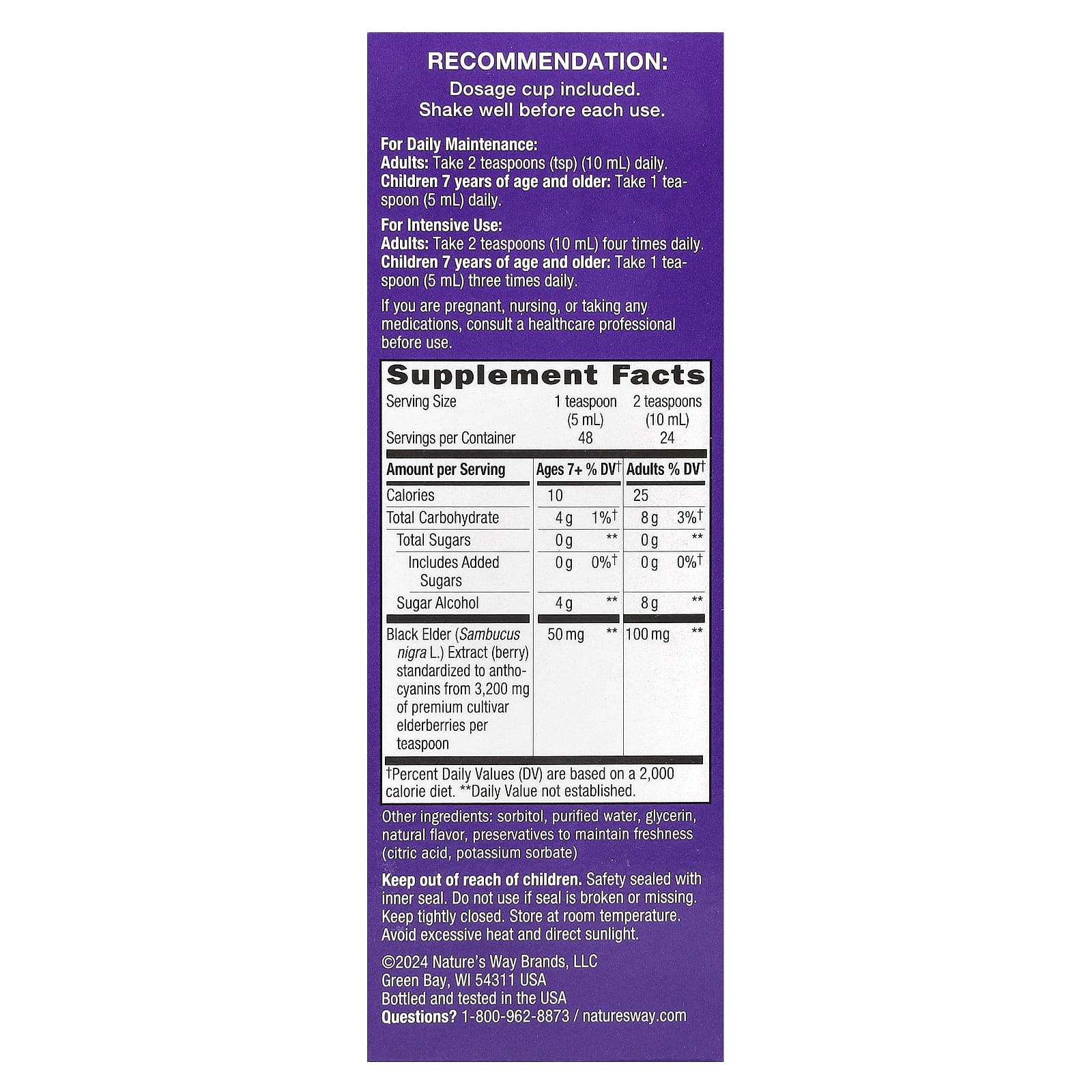 Nature's Way, Sambucus®, Traditional Immune Syrup, Zero Sugar, Elderberry, 50 mg, 8 fl oz (240 ml) - Image 2