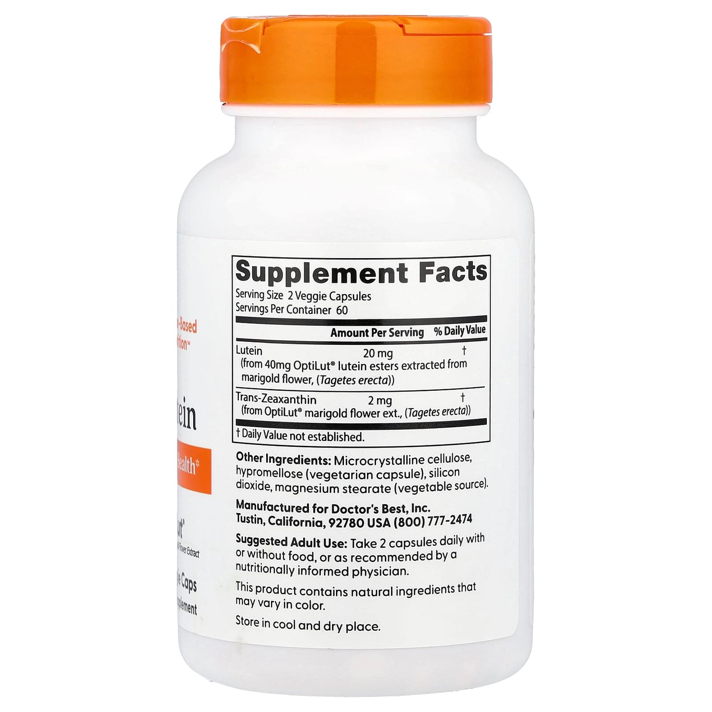 Lutein Eye Health Support Supplement by Doctor's Best - 120 Veggie Caps - Image 2