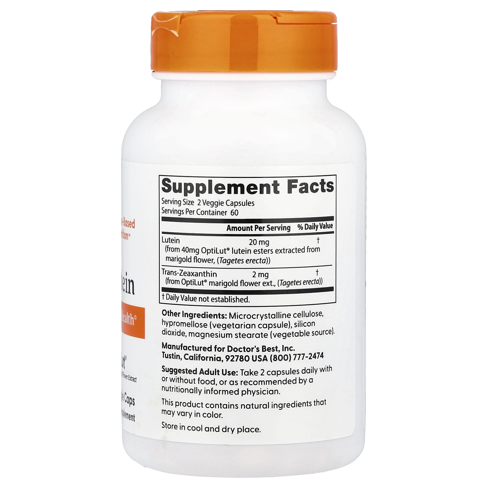 Lutein Eye Health Support Supplement by Doctor's Best - 120 Veggie Caps - Image 2