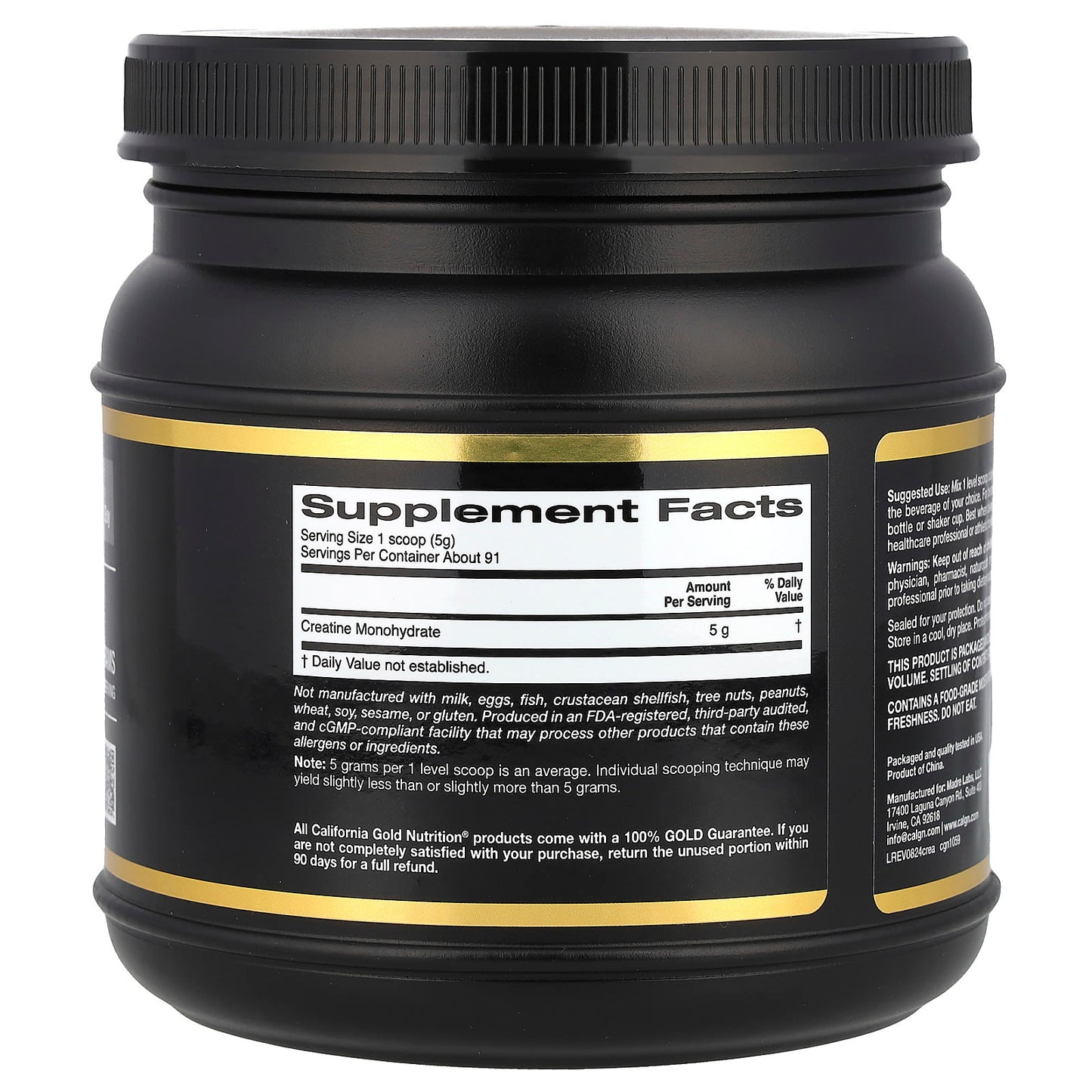 California Gold Nutrition Creatine Monohydrate Supplement, 1 lb - Image 2