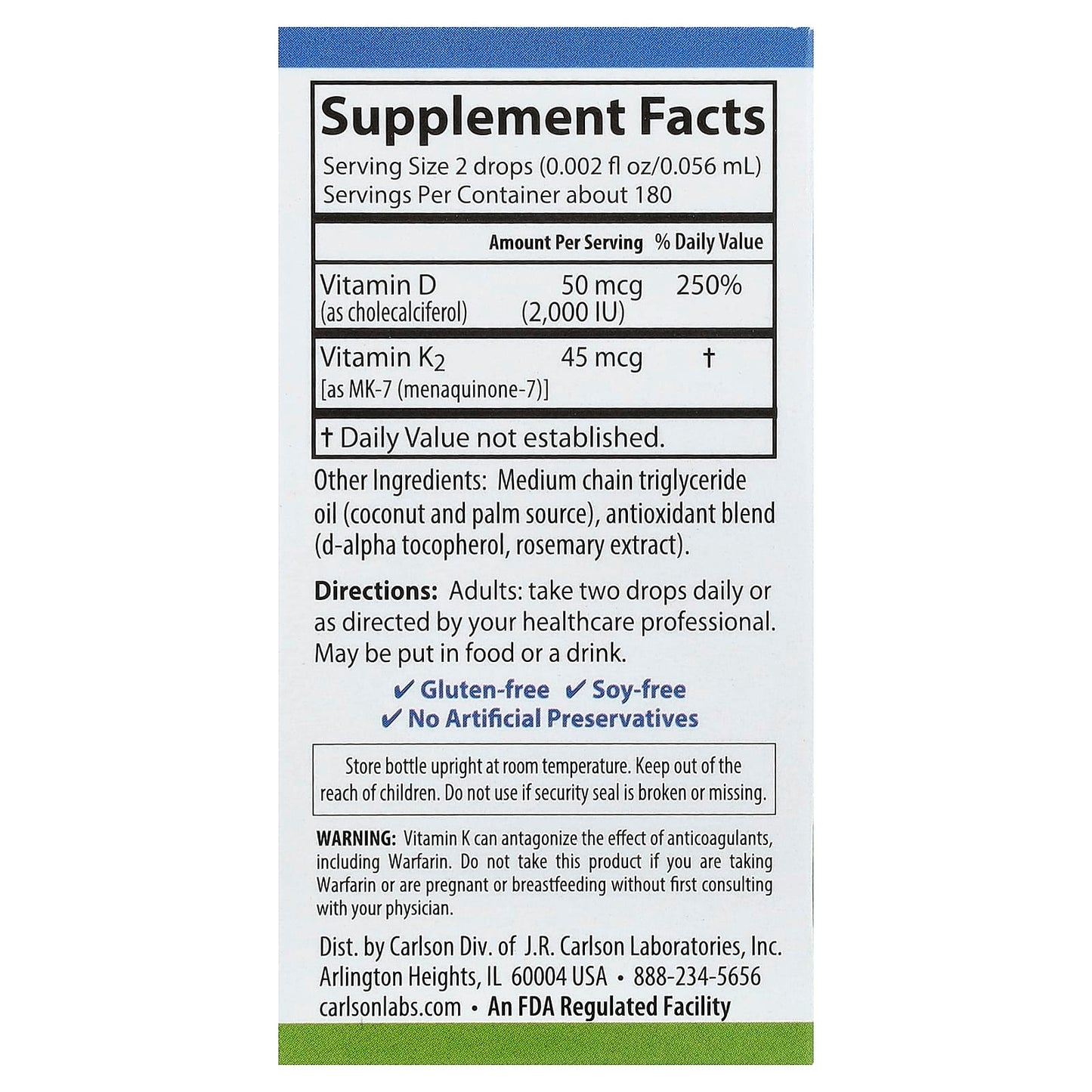 Carlson Super Daily D3 + K2 Liquid Vitamin Drops - Image 2