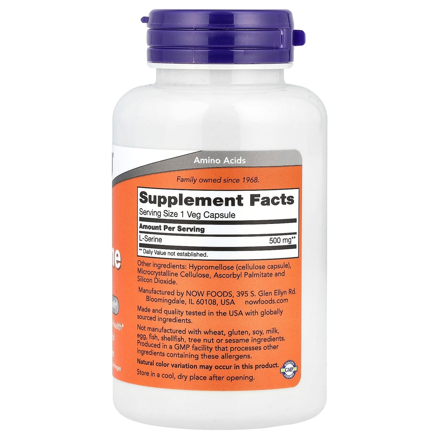 NOW Foods, L-Serine, 500 mg , 120 Veg Capsules - Image 2