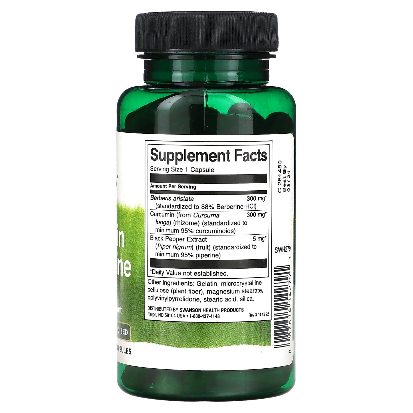 Swanson, Curcumin & Berberine with Black Pepper, 60 Capsules - Image 2