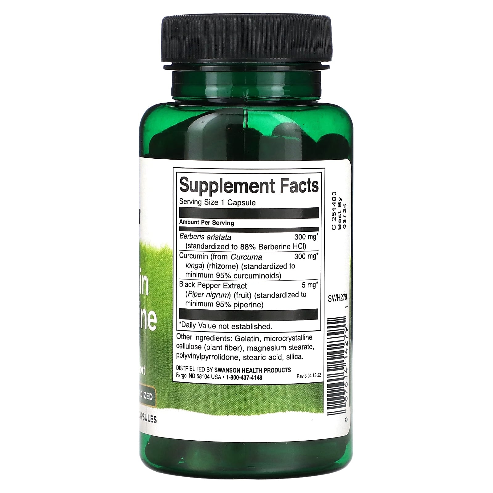 Swanson, Curcumin & Berberine with Black Pepper, 60 Capsules - Image 2