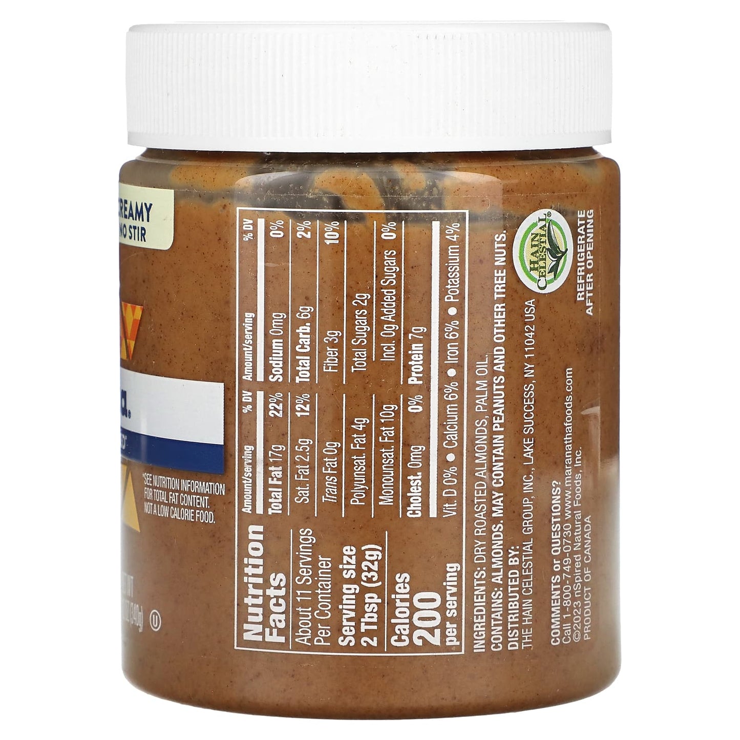 MaraNatha, Natural Almond Butter, Creamy, 12 oz (340 g) - Image 2