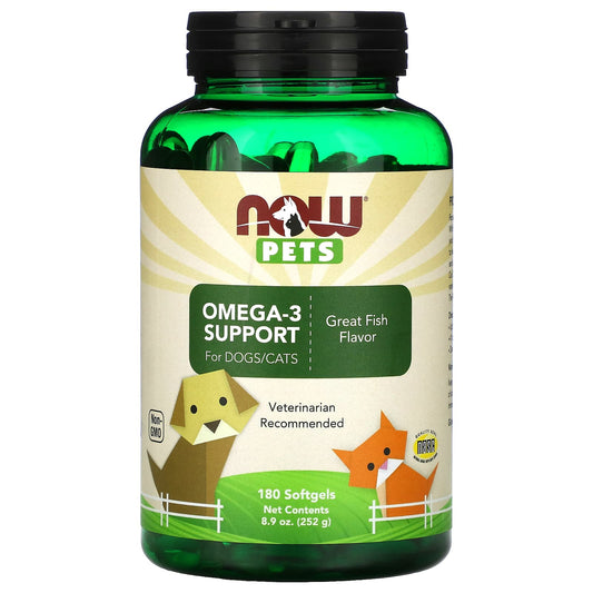NOW Foods, Pets, Omega-3 Support for Dogs/Cats, Great Fish, 180 Softgels, 8.9 oz (252 g) - Image 1