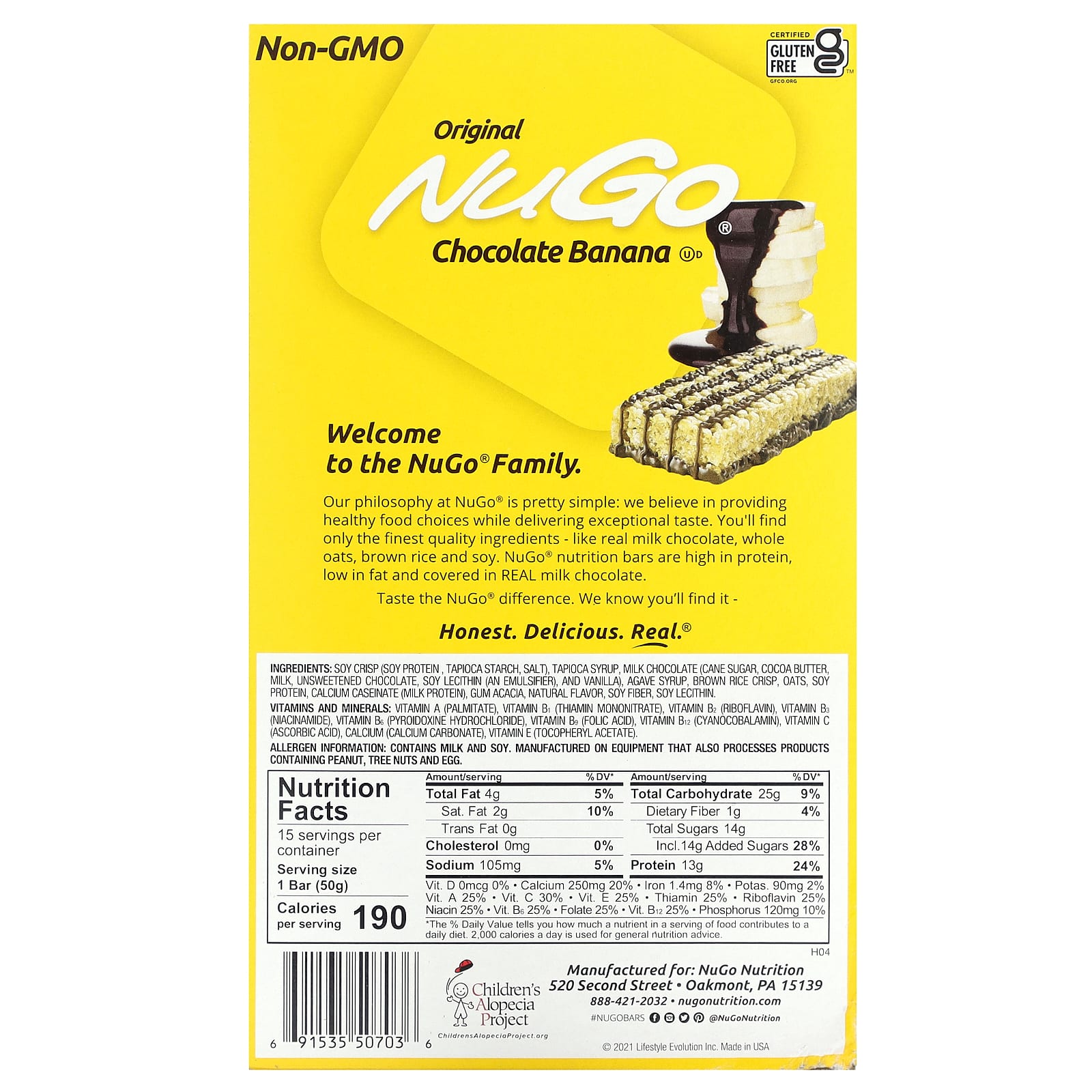 NuGo Nutrition, Chocolate Banana Bars, 15 Bars, 1.76 oz (50 g) Each - Image 2