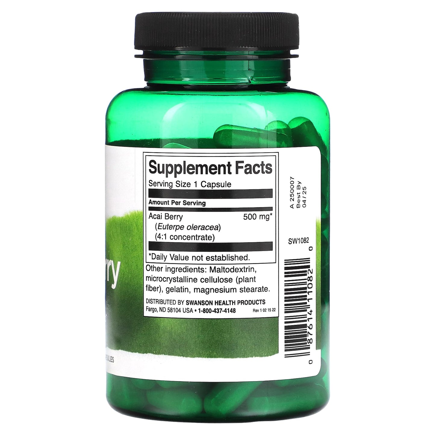 Swanson, Acai Berry, 500 mg , 120 Capsules - Image 2