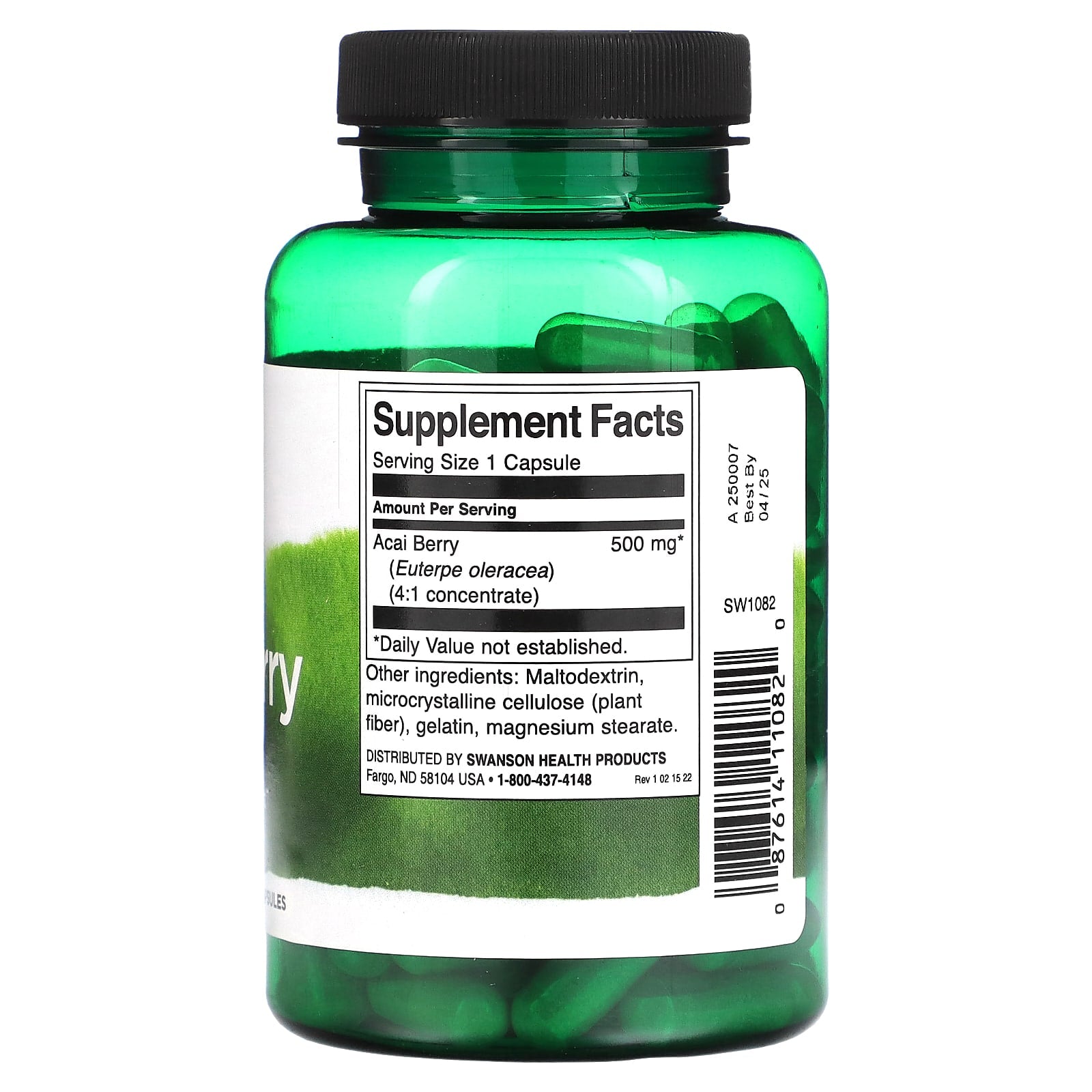 Swanson, Acai Berry, 500 mg , 120 Capsules - Image 2