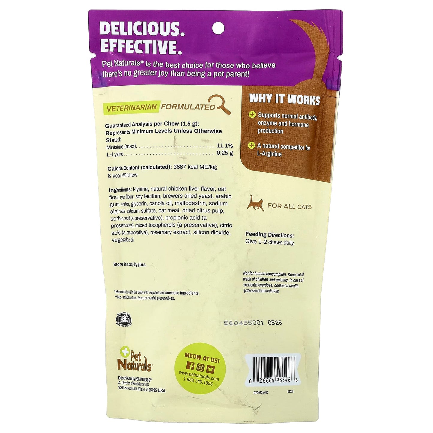 Pet Naturals, L-Lysine, For Cats, All Sizes, Chicken Liver, 60 Chews, 3.17 oz (90 g) - Image 2