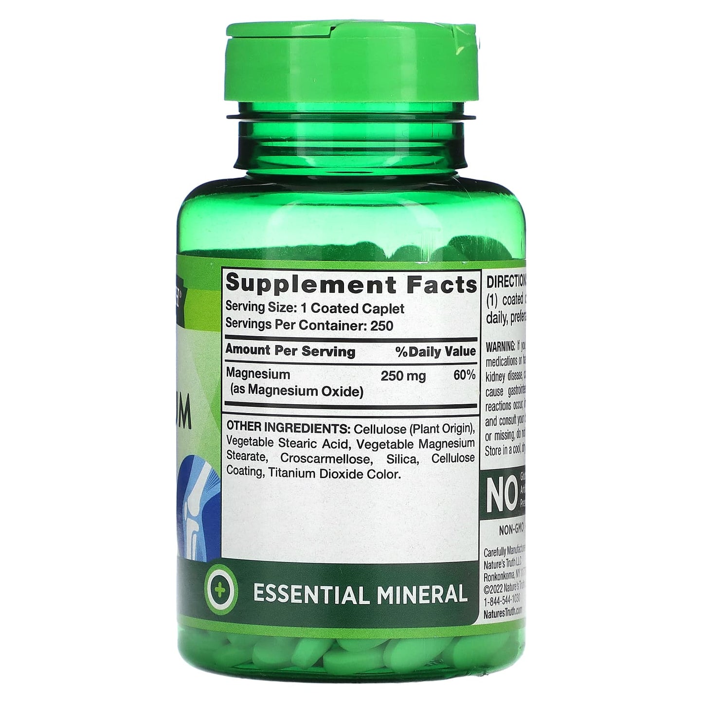 Nature's Truth, Magnesium, Extra Strength, 250 mg, 250 Coated Caplets - Image 2