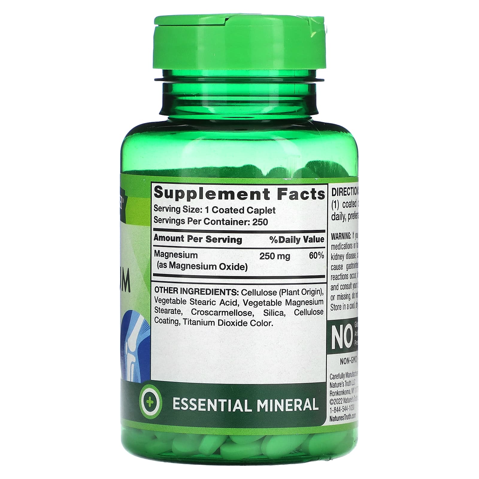 Nature's Truth, Magnesium, Extra Strength, 250 mg, 250 Coated Caplets - Image 2