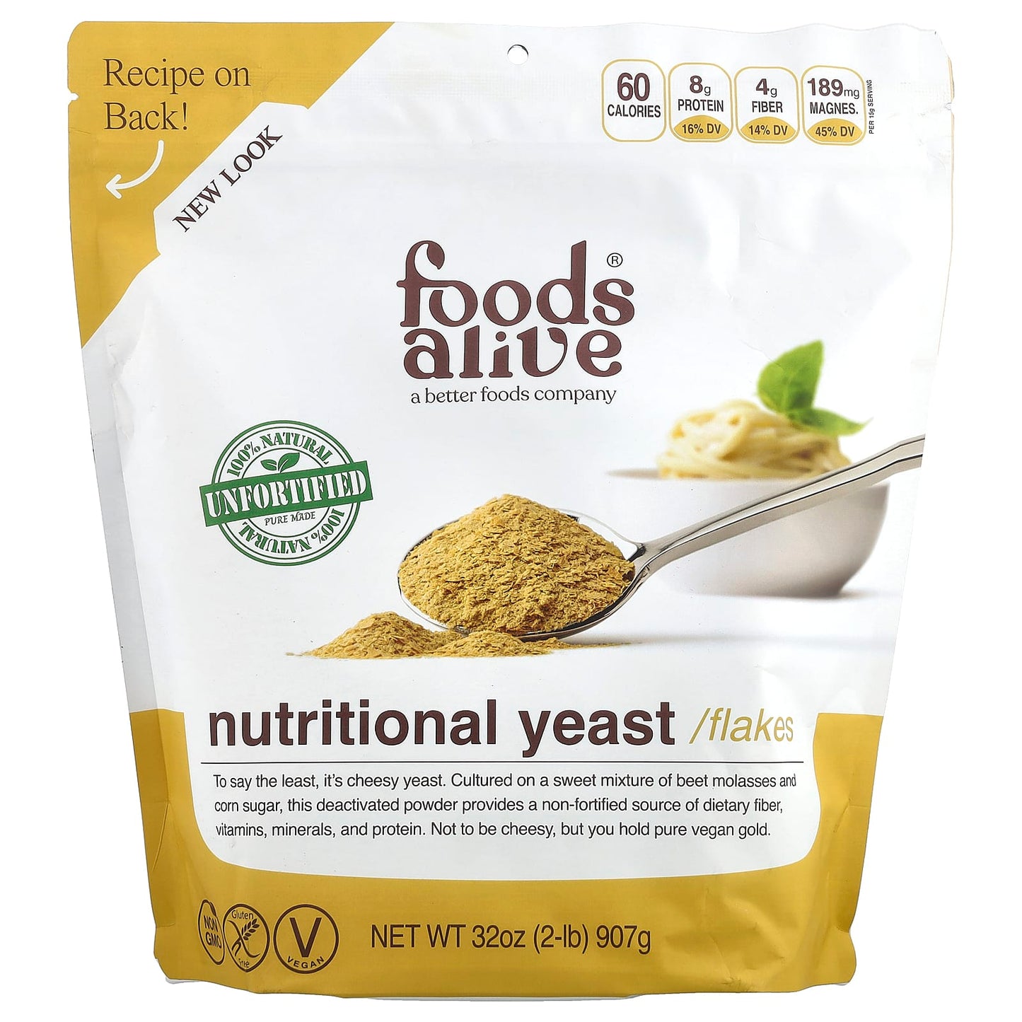 Nutritional Yeast Flakes by Foods Alive - Unfortified, Vegan, Kosher - Image 1