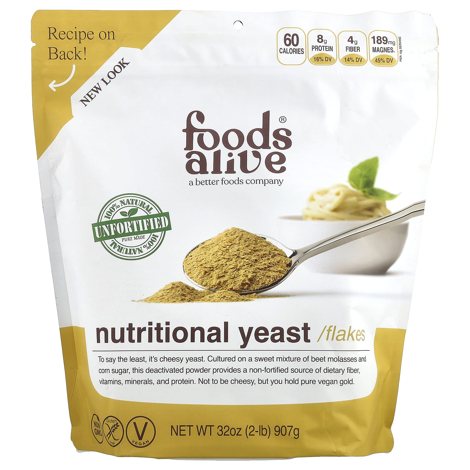 Nutritional Yeast Flakes by Foods Alive - Unfortified, Vegan, Kosher - Image 1