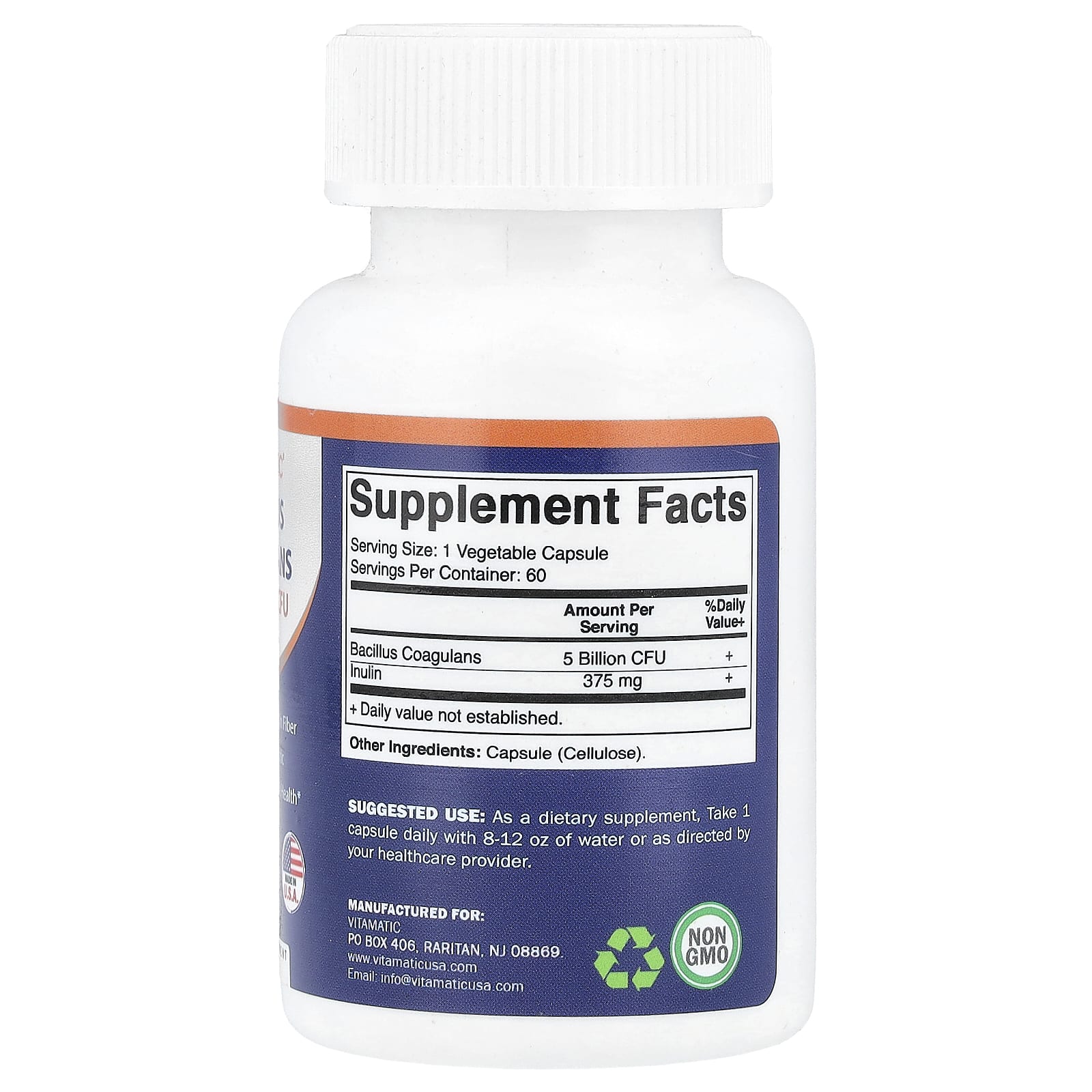 Vitamatic, Bacillus Coagulans, 5 Billion CFU, 60 Vegetable Capsules - Image 2