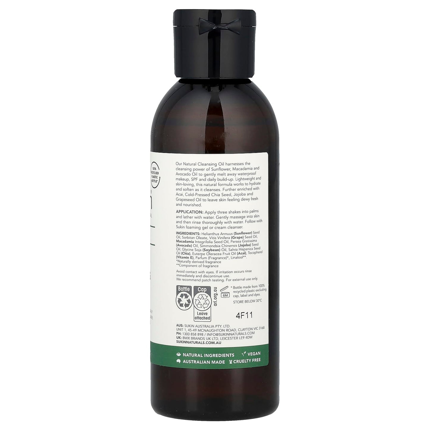 Sukin, Signature, Cleansing Oil, All Skin Types, 4.23 fl oz (125 ml) - Image 2
