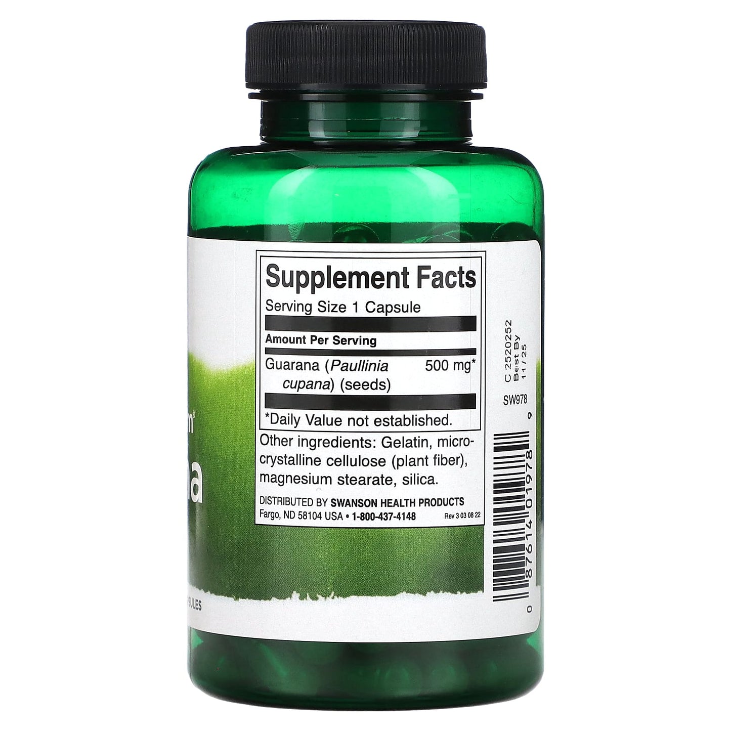 Swanson, Full Spectrum Guarana, 500 mg, 100 Capsules - Image 2