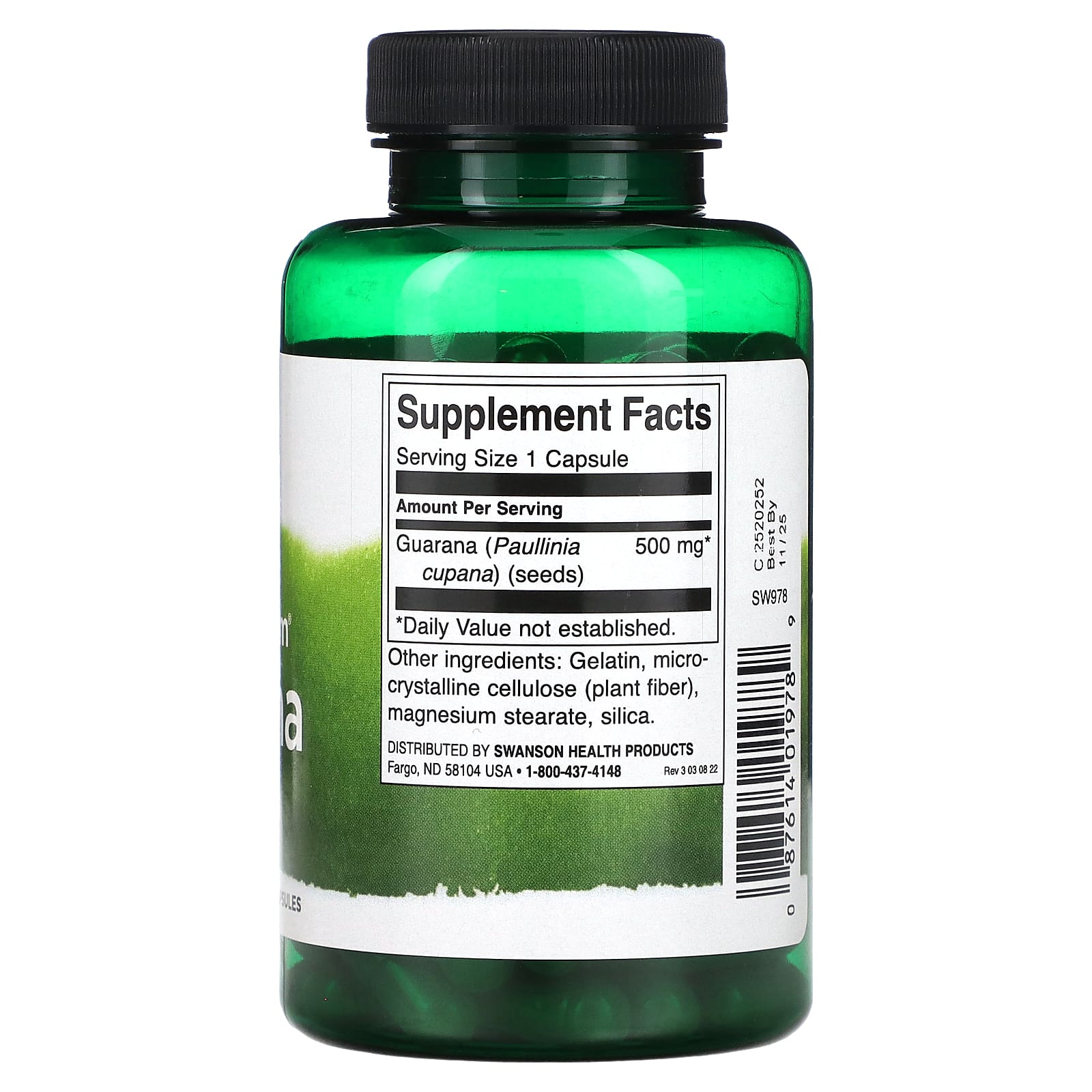 Swanson, Full Spectrum Guarana, 500 mg, 100 Capsules - Image 2
