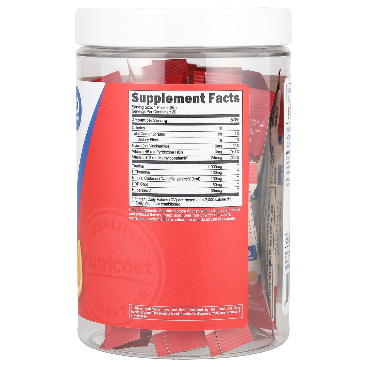 Nutricost, Energy, Clean Energy Powder, Fruit Punch, 20 Stick Packs, 0.18 oz (5 g) Each